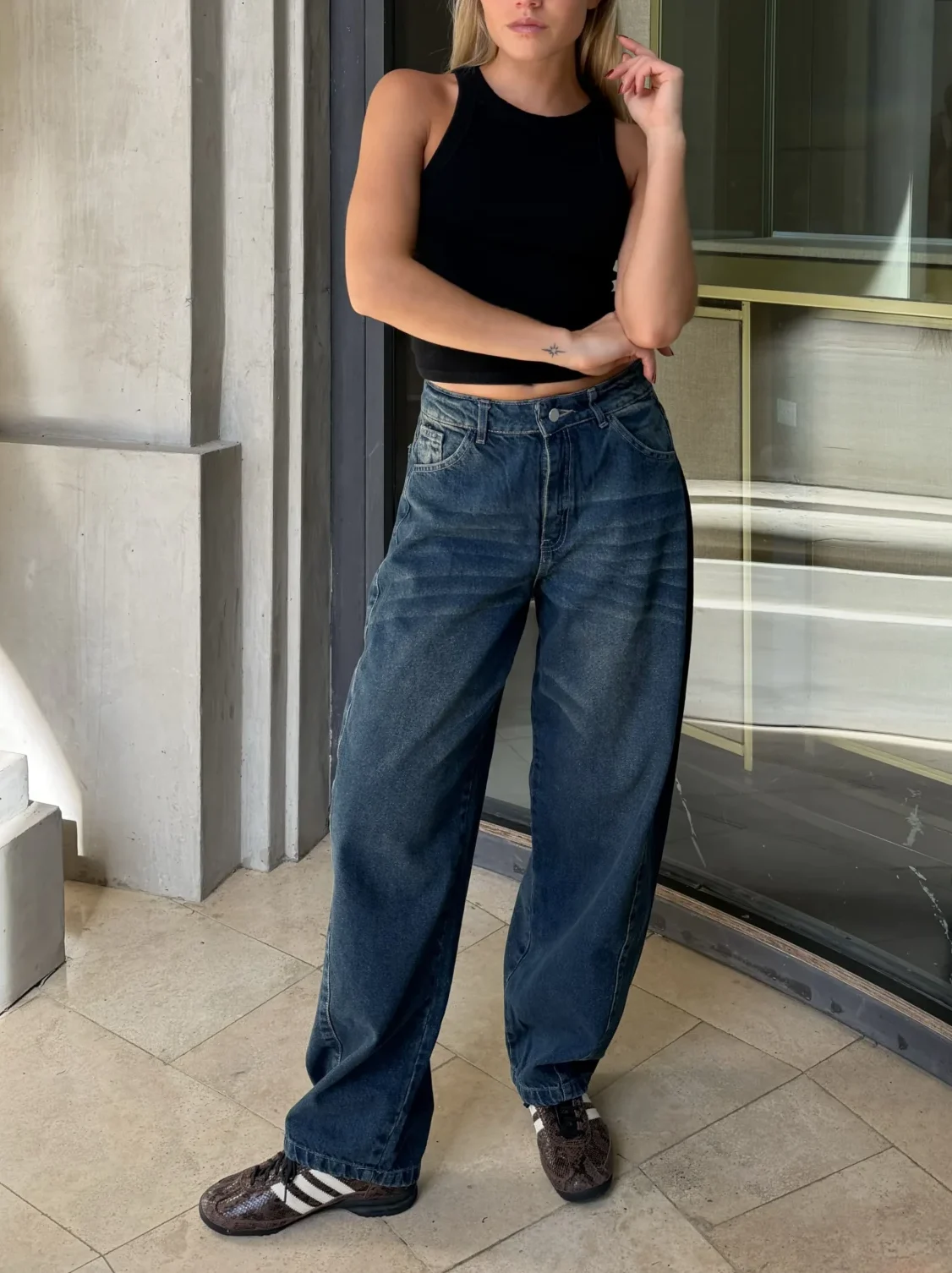 JEAN BARREL AZUL MTZ #REXY.05