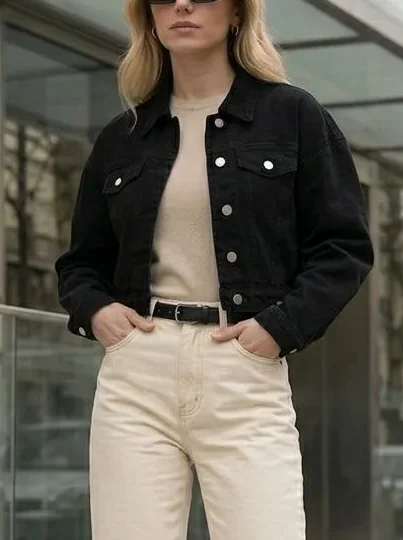 CAMPERA OVER CROP NEGRA #SAMBA.01