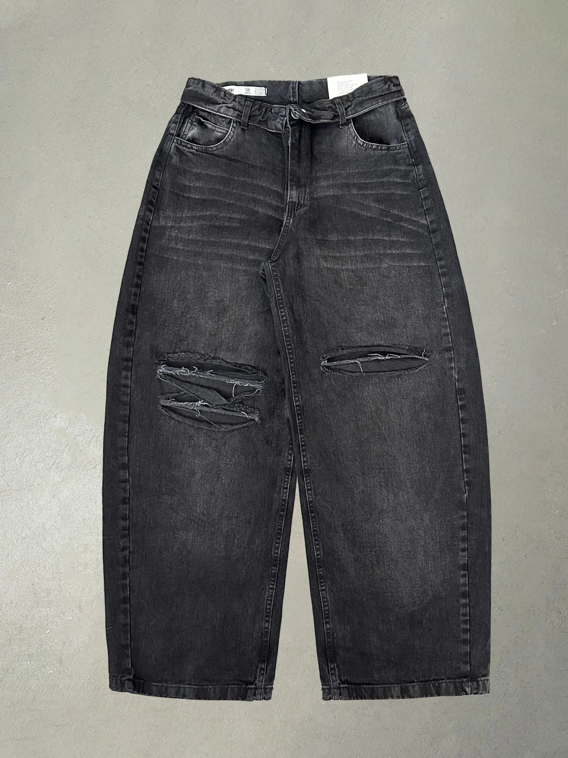 JEAN BARREL WAIST ROT. NEGRO #LEVIN.01